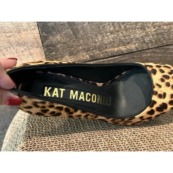 KAT MACONIE Lydia Leopard Pointed Toe Pumps Size 6 Gold Chain Heels Black Brown - Picture 9 of 9